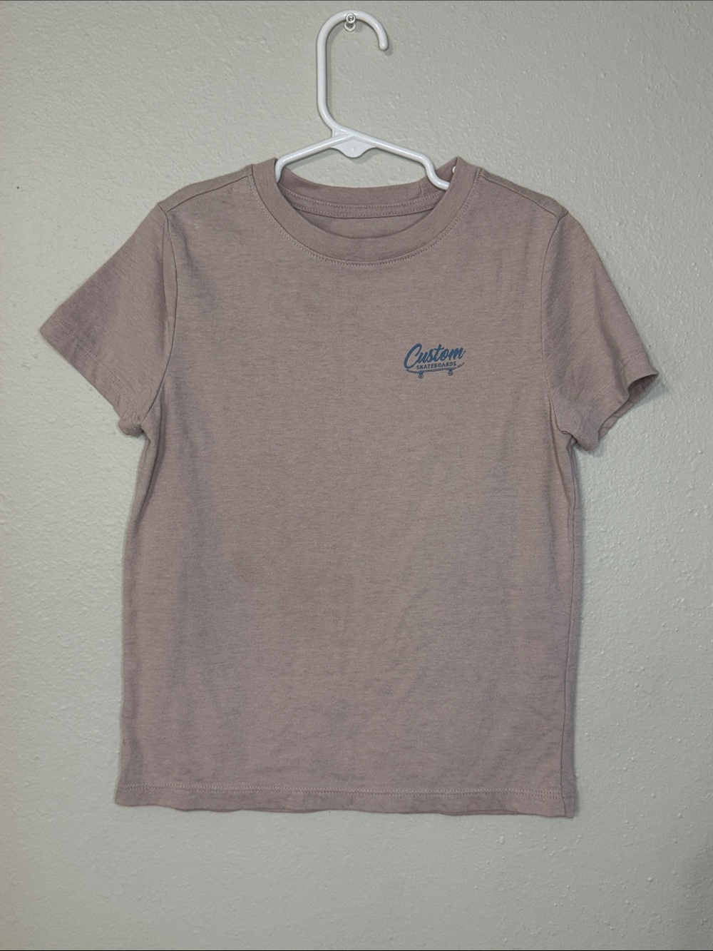 Cat & Jack Taupe Short Sleeve Tee with Navy Chest Graphic
